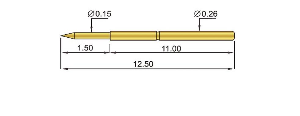 Gold Plated Brass Barrel Spring Test Probe with 0.5amps Current Rating and 50 Millionhms Max Contact Resistance