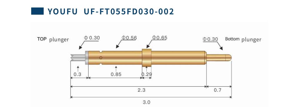 Double-head Test Probe Spring Contact Pin for IC Testing YOUFU UF-FTO55FD030-002