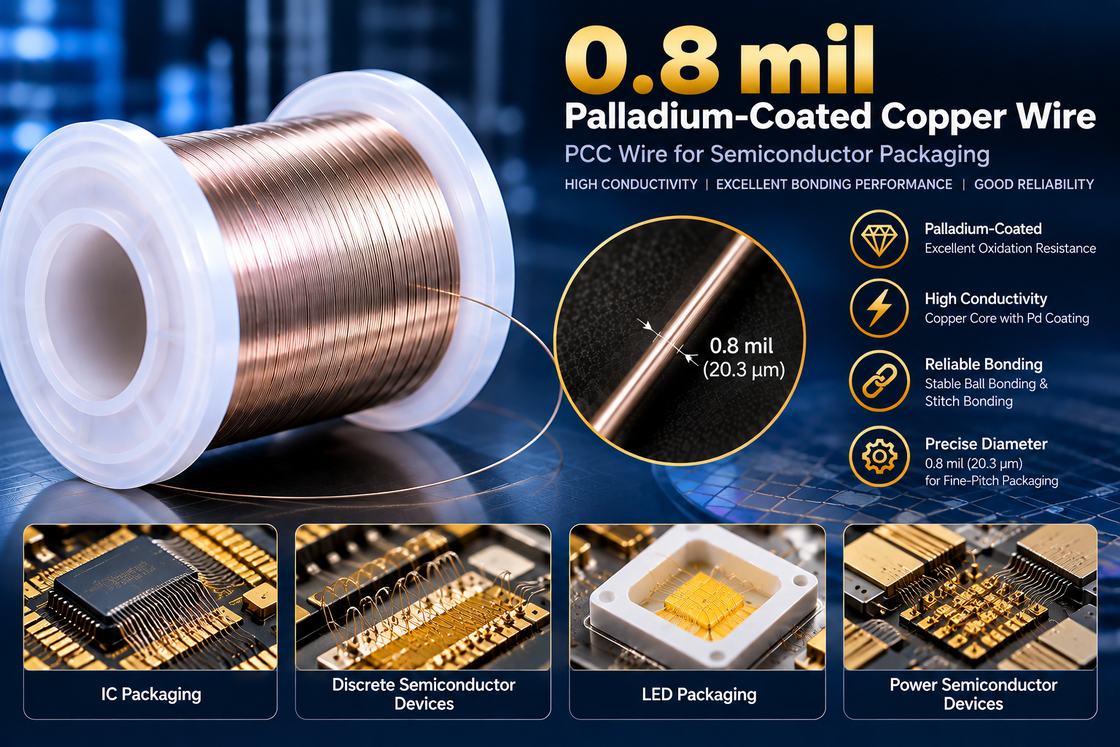 0.8mil Palladium-Coated Copper Bonding Wire (PCC Wire) | High-Precision Semiconductor Packaging – Sichuan Winner